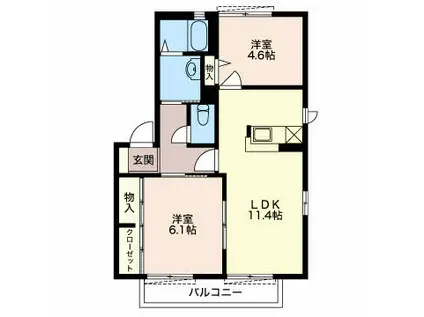 エクレール D棟(2LDK/1階)の間取り写真