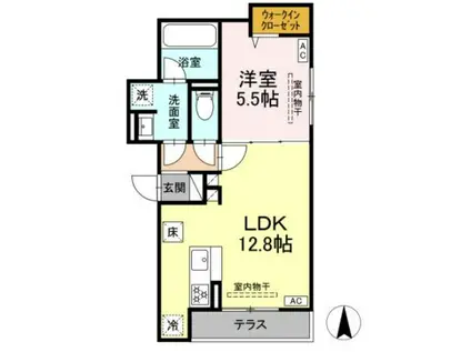 ブリューエン河原口(1LDK/3階)の間取り写真