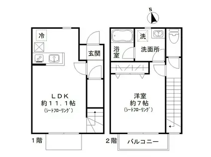 Porte Bonheur(1LDK)の間取り写真