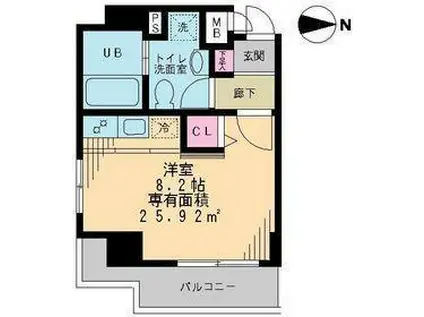 サンリュミエSEIKOH(ワンルーム/7階)の間取り写真