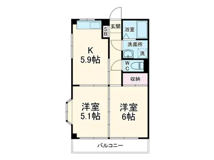 ダイワプラザ都(2DK/3階)の間取り写真