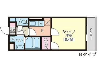 ボナール八王子(1K/4階)の間取り写真