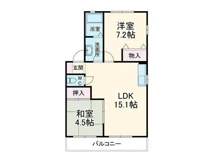 エトワール(2LDK/1階)の間取り写真