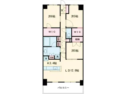 レーベン守谷THE SQUARE(3LDK/7階)の間取り写真