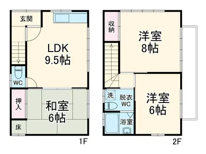 京浜急行電鉄本線 汐入駅 徒歩5分 2階建 築42年(3LDK)の間取り写真