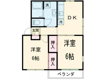 ギュゼル・ユア(2DK/1階)の間取り写真