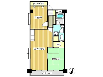 森田マンション(2LDK/1階)の間取り写真