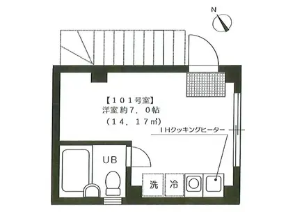 ウイングサンユー谷塚(ワンルーム/1階)の間取り写真