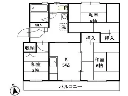 村上団地3街区25号棟(3K/4階)の間取り写真