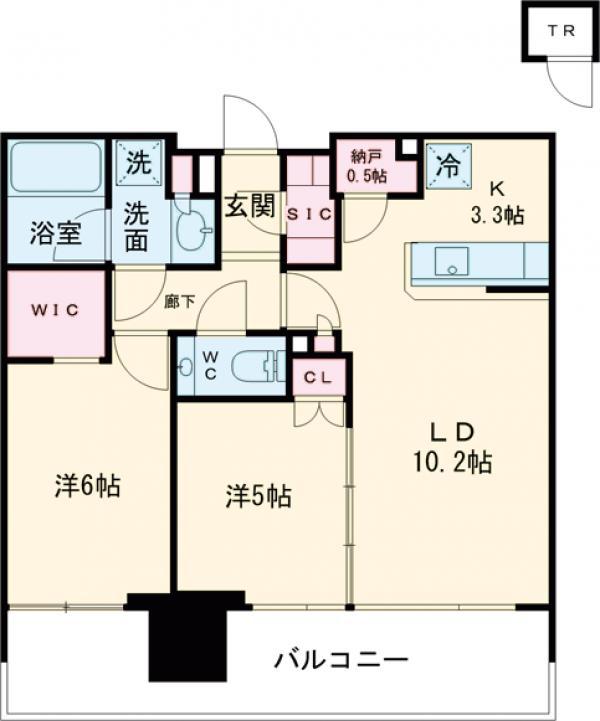 シティタワー綾瀬(2LDK/15階)の間取り写真