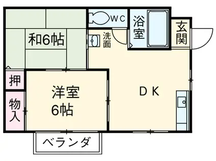 ドミール愛(2DK/2階)の間取り写真