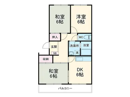 シャンテ2(3DK/3階)の間取り写真