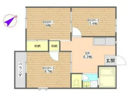 セントラルハイツ(3DK/2階)の間取り写真