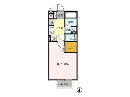 ヴェルデ(1K/2階)の間取り写真