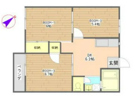 セントラルハイツ(3DK/2階)の間取り写真