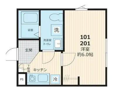 マイレジデンス上尾(1K/1階)の間取り写真