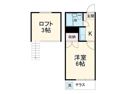 TKハイツ(1K/1階)の間取り写真