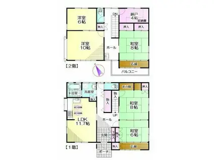 小田急電鉄小田原線 渋沢駅 徒歩36分 2階建 築36年(5SLDK)の間取り写真