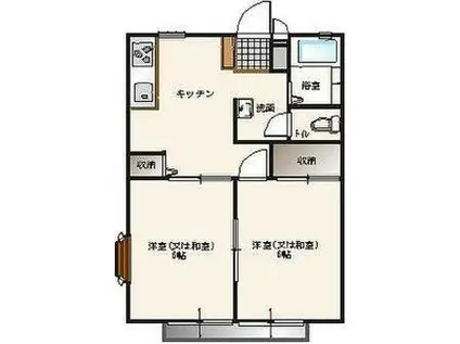 アメニティハイツB棟(2DK/2階)の間取り写真