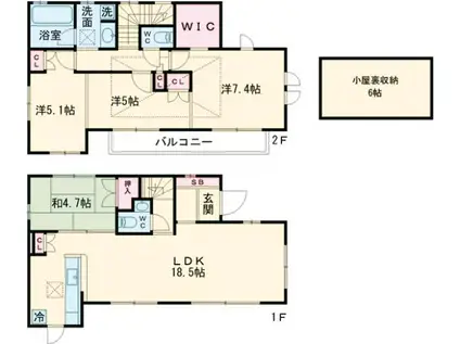 西武鉄道多摩湖線 一橋学園駅 徒歩29分 2階建 築9年(4LDK)の間取り写真