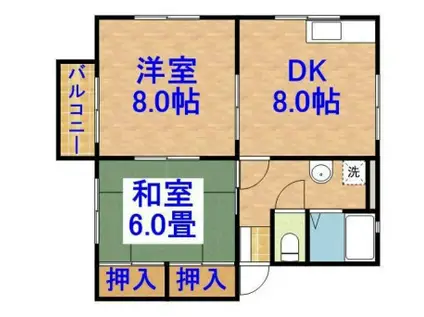 シティハイムパークヒルズA(2DK/1階)の間取り写真