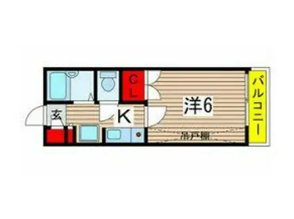 パルコート稲毛Ⅱ(1K/1階)の間取り写真