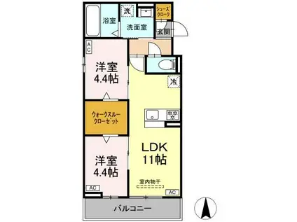 ルヴィータ大日(2LDK/3階)の間取り写真