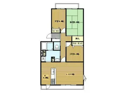 オクトス市ヶ尾(3LDK/2階)の間取り写真