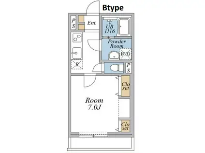 リブリ・瑞江(1K/1階)の間取り写真