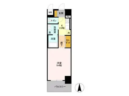 フロンティア・コンフォート研究学園(1K/4階)の間取り写真