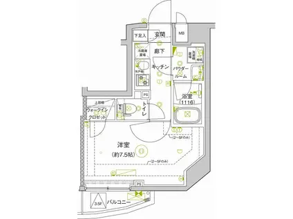 セジョリ新江古田(1K/3階)の間取り写真