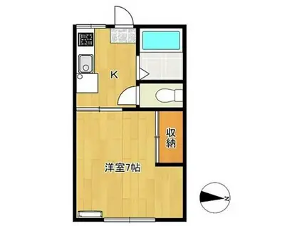 グレースハイム伊勢原(1K/2階)の間取り写真