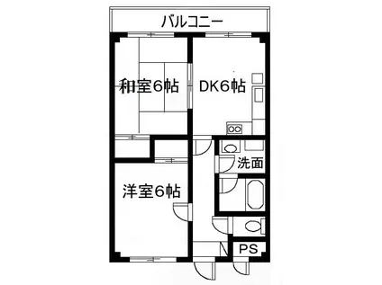 モアグレイス(2DK/2階)の間取り写真