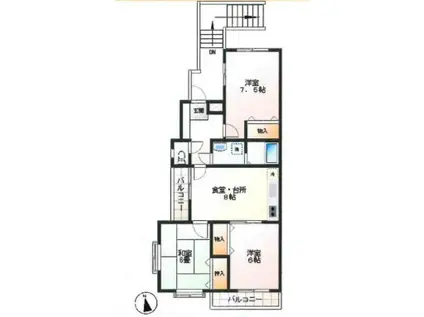 グランシャリオ片倉A(3DK/1階)の間取り写真