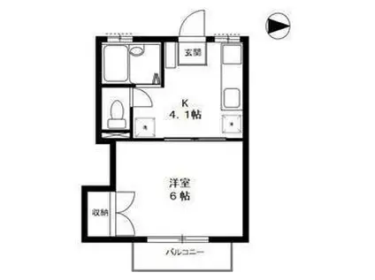 トムズハウス六高台(1K/2階)の間取り写真