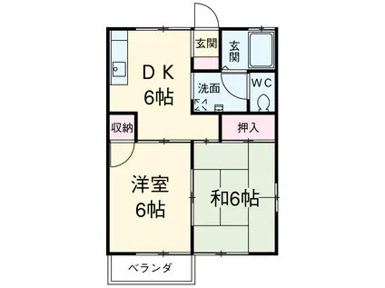 セジュールパインB(2DK/1階)の間取り写真