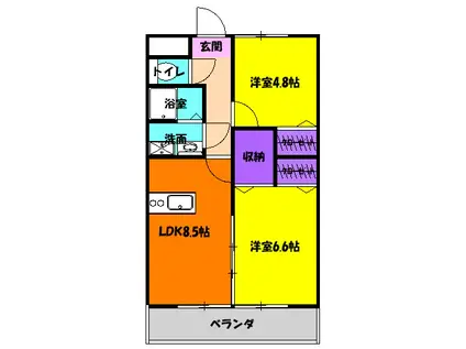 ロイヤル大成町1号館(2DK/1階)の間取り写真
