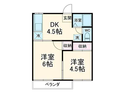 フォーブル神谷A(2DK/1階)の間取り写真