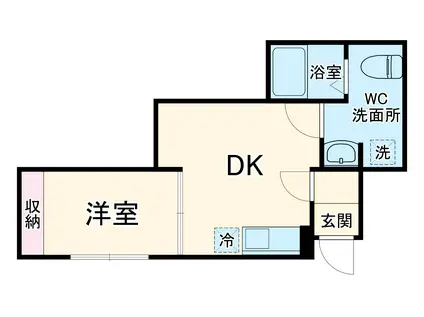 新緑と桜のシャルール(1DK/1階)の間取り写真