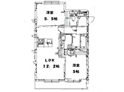 松尾大利町ヘーベルメゾン(2LDK/1階)の間取り写真