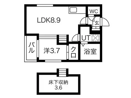 ハーモニーテラス千種Ⅱ(1LDK/1階)の間取り写真