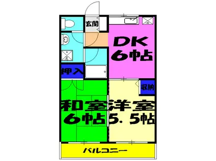 ペルテ津田沼(2DK/3階)の間取り写真