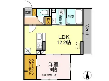 エクセル海神Ⅱ(1LDK/2階)の間取り写真