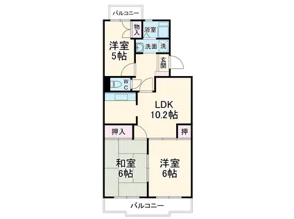 ホワイトハウス(3LDK/2階)の間取り写真