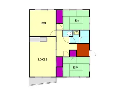 栢沼アパート(3LDK/2階)の間取り写真