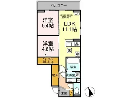 オーガスタハイツ(2LDK/1階)の間取り写真