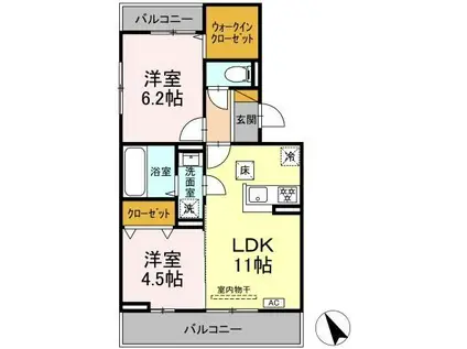 オーガスタハイツ(2LDK/1階)の間取り写真