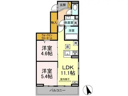 オーガスタハイツ(2LDK/3階)の間取り写真