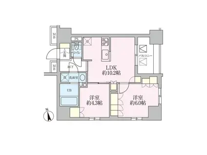 ザ・レジデンス三ノ輪(2LDK/15階)の間取り写真