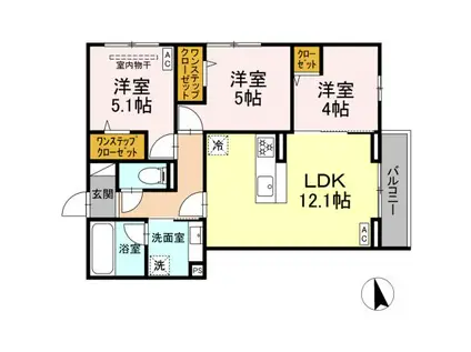 アクシス(3LDK/3階)の間取り写真